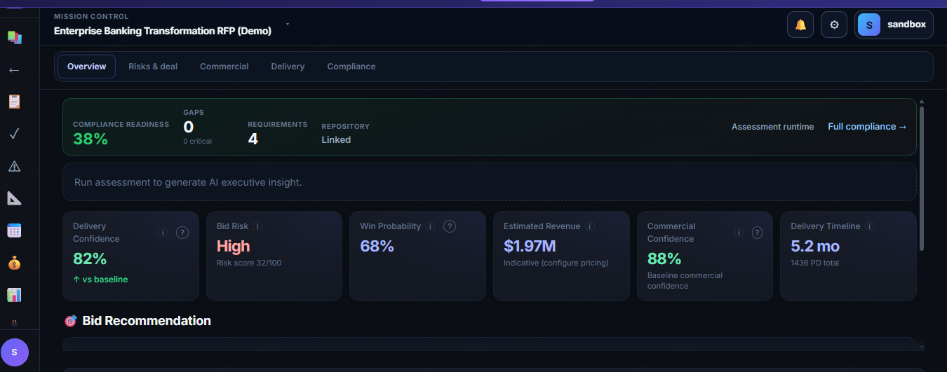 Mission Control dashboard